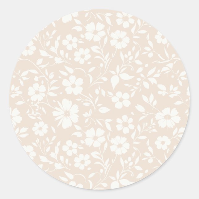 Vintage Bloom Neutral - Soft Linen Classic Round Sticker (Front)
