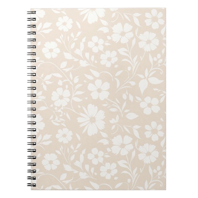 Vintage Bloom Neutral - Soft Linen Notebook (Front)