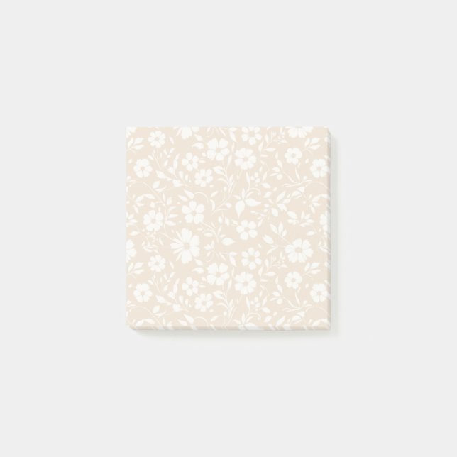 Vintage Bloom Neutral - Soft Linen Post-it Notes (Front)