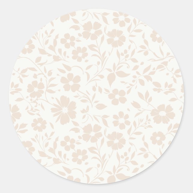 Vintage Bloom Soft Linen - Neutral Classic Round Sticker (Front)