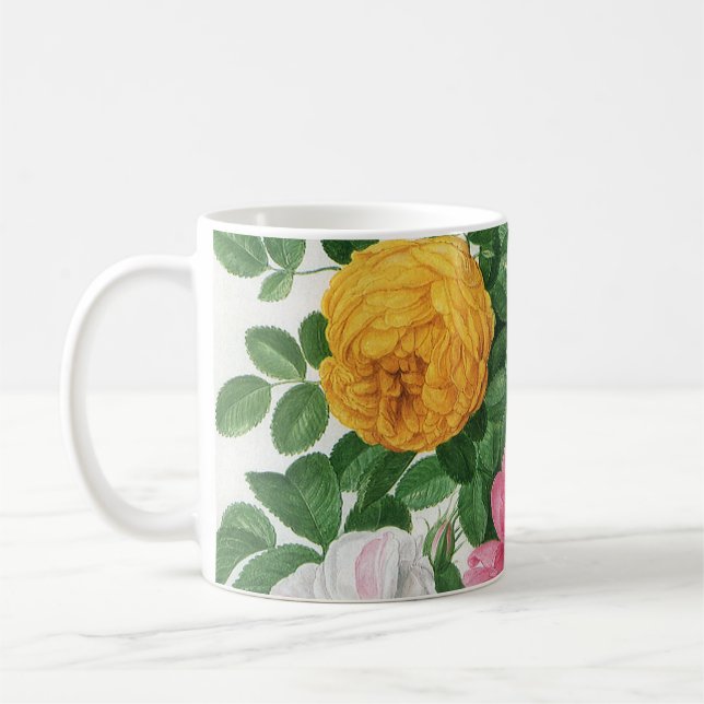 Vintage Blooming Flowers, Spring Garden Roses Coffee Mug (Left)