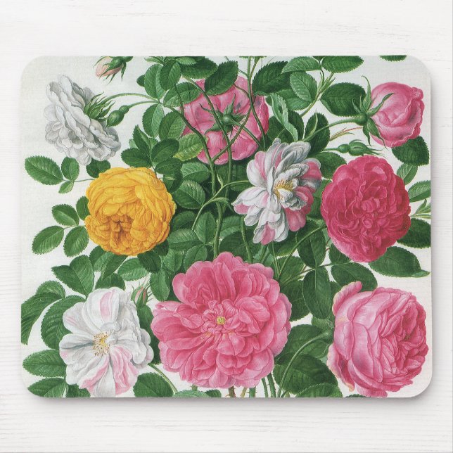 Vintage Blooming Flowers, Spring Garden Roses Mouse Pad (Front)