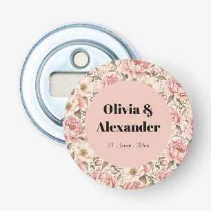 Vintage Blooming Peonies Pattern Bottle Opener