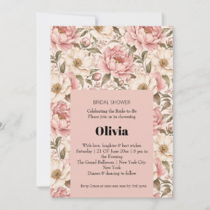 Vintage Blooming Peonies Pattern Invitation