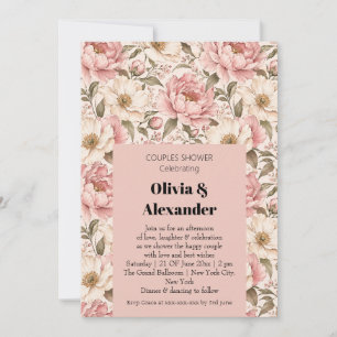 Vintage Blooming Peonies Pattern Invitation