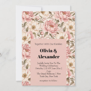 Vintage Blooming Peonies Pattern Invitation