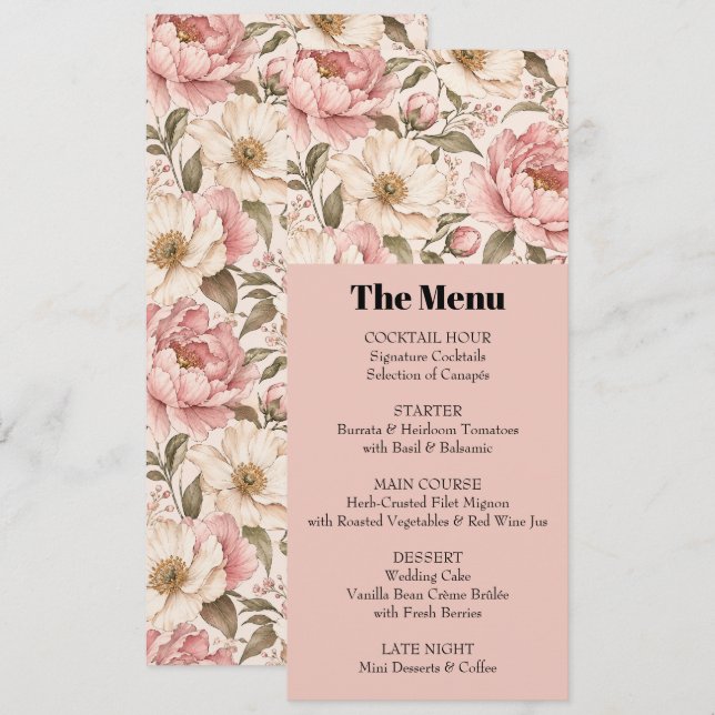 Vintage Blooming Peonies Pattern Invitation (Front/Back)