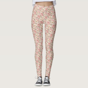 Vintage Blooming Peonies Pattern Leggings