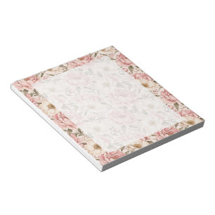 Vintage Blooming Peonies Pattern Notepad