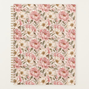 Vintage Blooming Peonies Pattern Planner