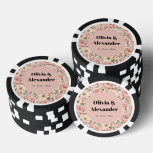 Vintage Blooming Peonies Pattern Poker Chips