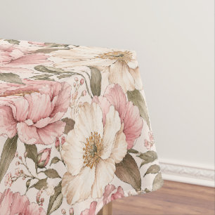Vintage Blooming Peonies Pattern Tablecloth