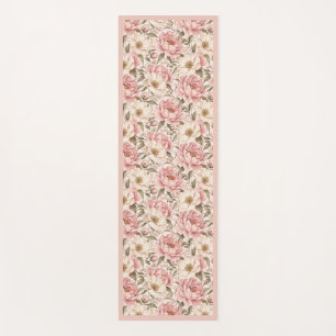 Vintage Blooming Peonies Pattern Yoga Mat