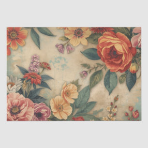 Vintage Blooming Roses Floral  Tissue Paper
