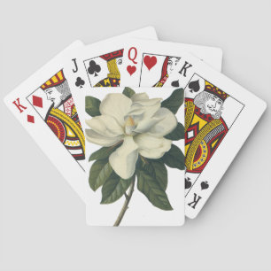 Vintage Blooming White Magnolia Blossom Flowers Playing Cards