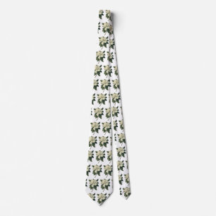 Vintage Blooming White Magnolia Blossom Flowers Tie