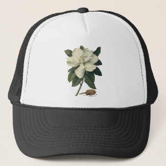 Vintage Blooming White Magnolia Blossom Flowers Trucker Hat