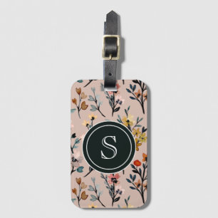 Vintage Blooms: Dusty Rose Boho Floral Watercolor Luggage Tag