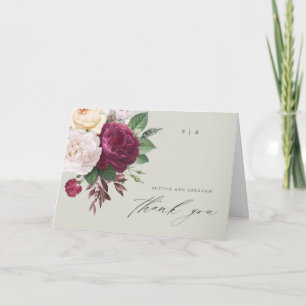 Vintage blooms floral wedding photo thank you card