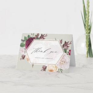 Vintage blooms floral wedding photo thank you card