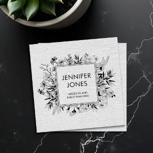 Vintage Blossom Black and White Square Business Ca Square Business Card