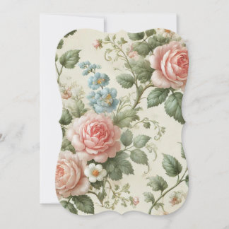 Vintage Blossom: Elegant Floral Flat Card 
