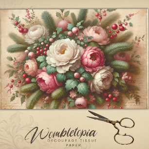 Vintage Blossoms Antique Pink & White Christmas Tissue Paper