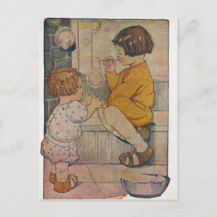 Vintage Blowing Bubbles Postcard