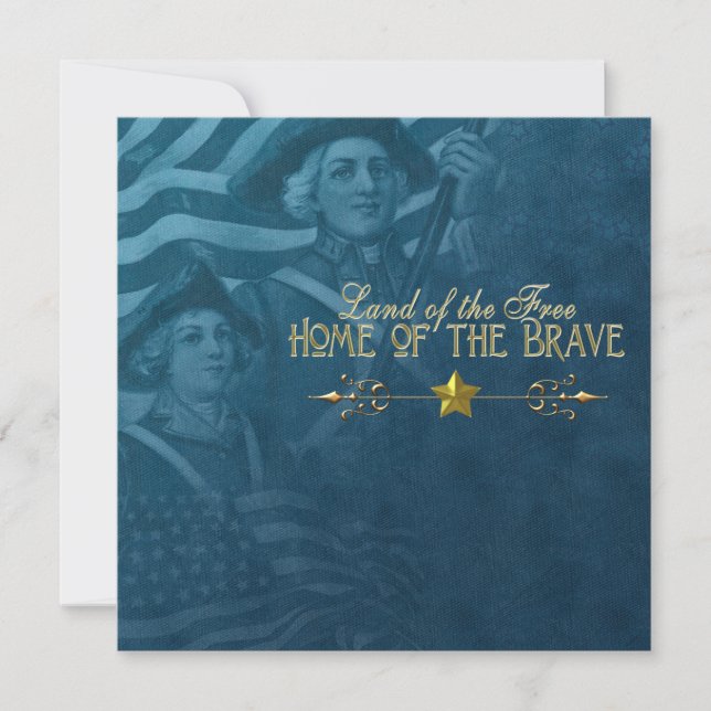 Vintage Blue 4th of July Invitations (Front)