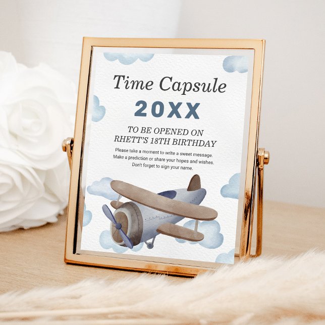 Vintage Blue Aeroplane 1st Birthday Time Capsule Poster (Creator Uploaded)