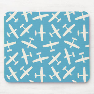 Vintage Blue Aircraft Pattern Mouse Pad