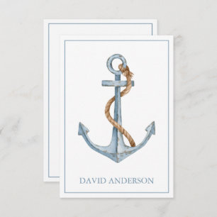 Vintage Blue Anchor With Rope Personalised Card