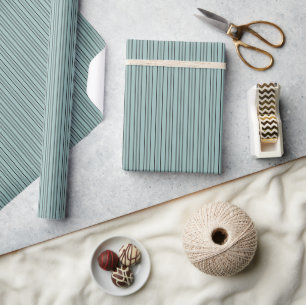 Vintage Blue and Black Stripes Wrapping Paper