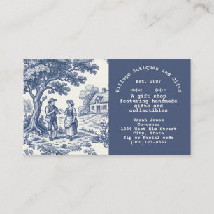 Vintage Blue and Cream Toile de Jouy Business Card