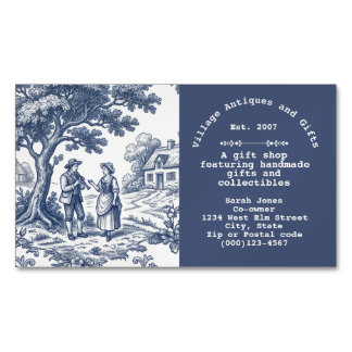 Vintage Blue and Cream Toile de Jouy  Magnetic Business Card