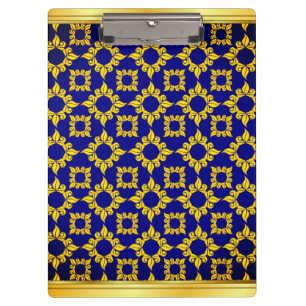 Vintage Blue and Gold Pattern Clipboard