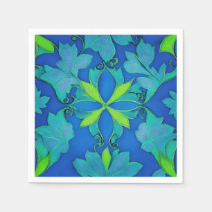 Vintage Blue and Green Wavy Design Napkin