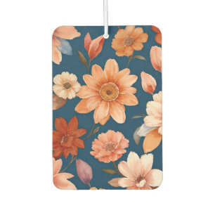 Vintage Blue and Orange Watercolor Car Air Freshener
