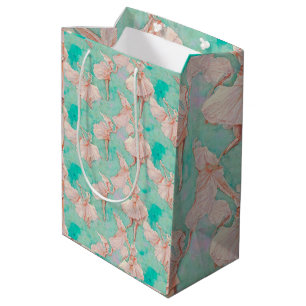 Vintage Blue and Pink Pastels Ballerina Dancer   Medium Gift Bag