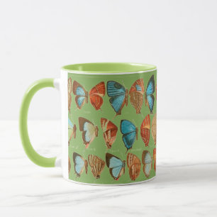 Vintage Blue and Red Butterflies Coffee Mug