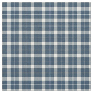 Vintage Blue and White Chequered Plaid Fabric