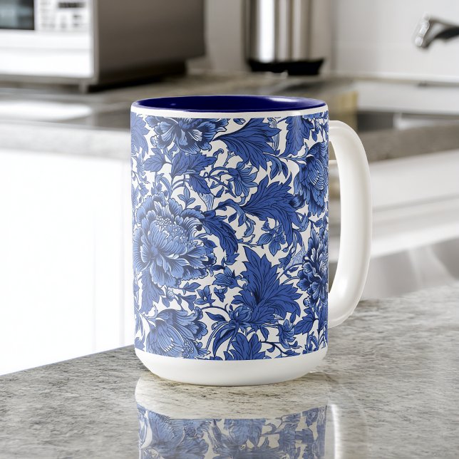 Vintage Blue and White Chintz Traditional Coffee Mug (Creator Uploaded)