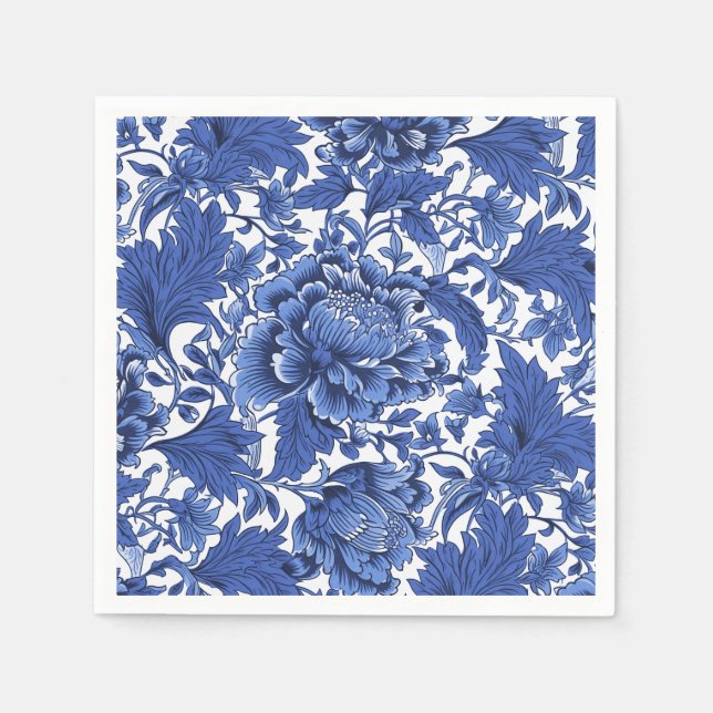 Vintage Blue and White Chintz Traditional Napkin (Front)