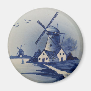 Vintage Blue and White Delft Artwork Painting Magnet