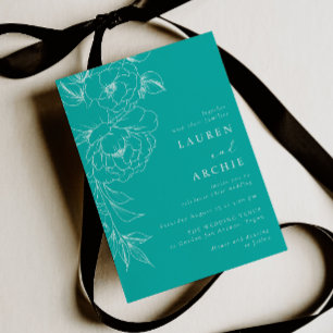 Vintage Blue and White Floral Elegant Wedding Invitation