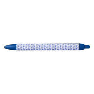 Vintage Blue and White Floral Pattern Ink Pen