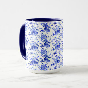 Vintage Blue and White Floral Pattern,  Mug