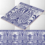Vintage Blue And White Greek Frieze Pattern Tile<br><div class="desc">This is a digitally enhanced blue and white print derived from an antique Greek frieze design vintage illustration. You can customise the background colour.</div>