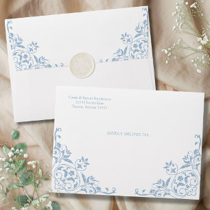 Vintage Blue and White Romantic Wedding Envelope