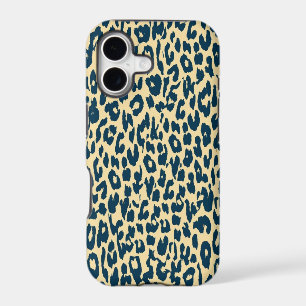 Vintage blue animal print texture of leopard
